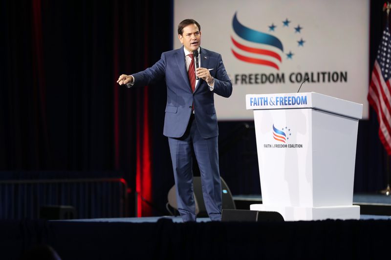 Sen. Marco Rubio, R-Fla., speaks during the Faith and Freedom Coalition’s Road to Majority Conference held at the Gaylord Palms Resort & Convention Center in Kissimmee, Fla., on Friday, June 18, 2021.