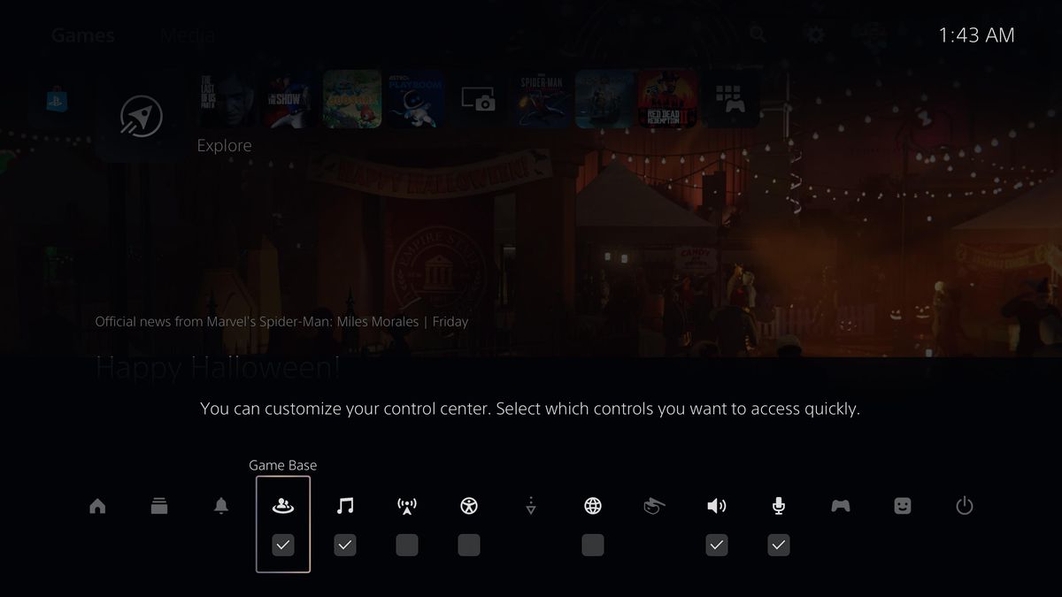 customizing the PS5 dashboard’s Control Center