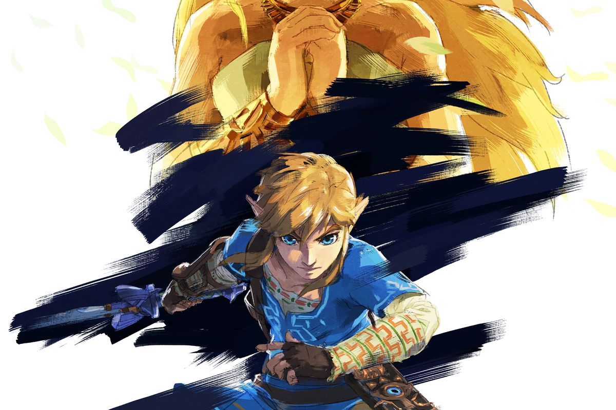 The Legend of Zelda: Breath of the Wild illustration of Link and Zelda