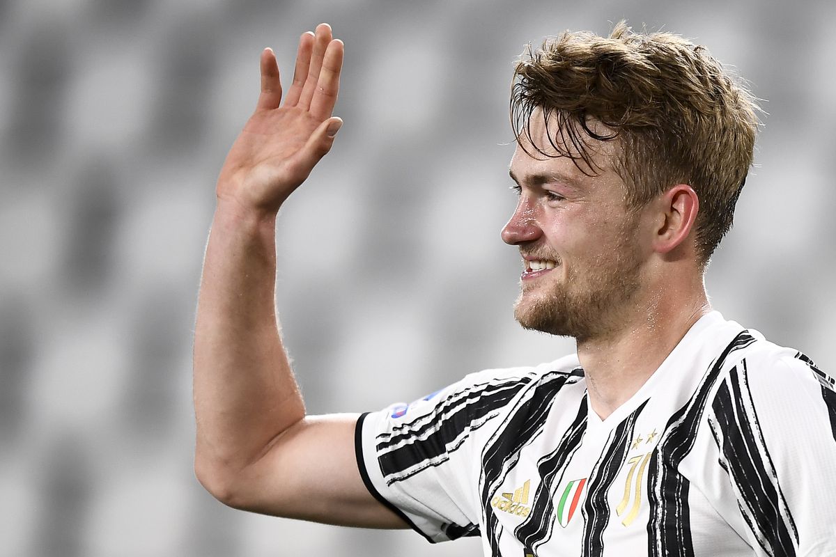 Matthijs de Ligt of Juventus FC celebrates after scoring a...