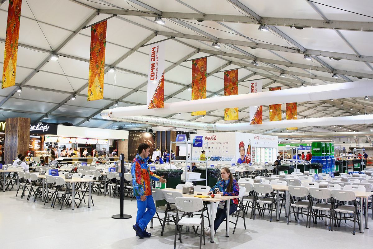 The dining hall at the 2014 Sochi Olympics