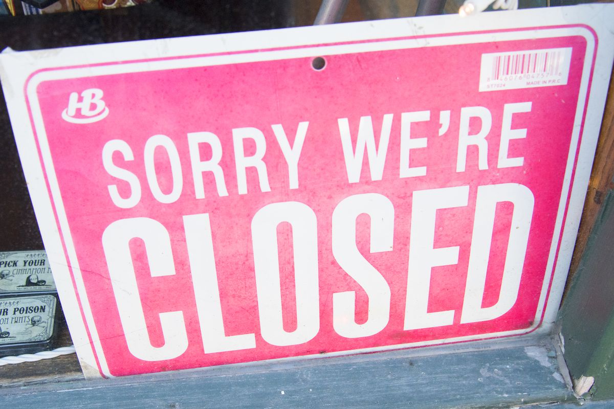 Sign in Store Window, Sorry Were Closed