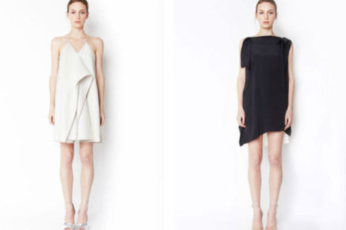The Collapsed Kite dress for $680 (was $850) and the String Strap Kite dress for $520 (was $650) at <a href="http://www.31philliplim.com/shop/ss12-womens/dresses#string-strap-kite-dress-ecru-black">3.1 Phillip Lim</a>