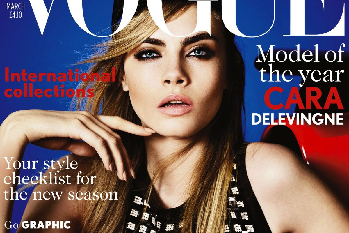 Image via <a href="http://www.vogue.co.uk/news/2013/02/04/cara-delevingne-british-vogue-cover-interview-video---voguecouk-exclusive">Vogue UK</a>