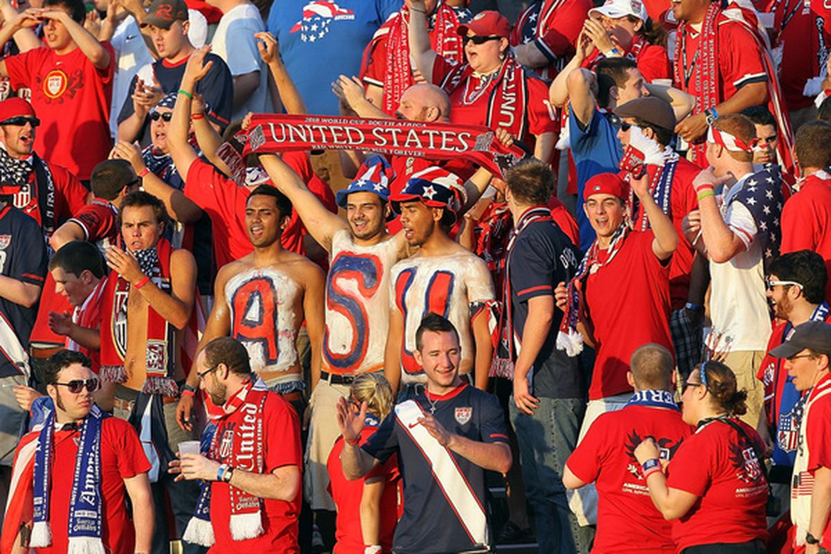 EAST HARTFORD, CT - MAY 25: Fans show their support before a friendly match between the U.S. and the Czech Republic at Rentschler Field on May 25, 2010 in East Hartford, Connecticut. (Photo by Jim Rogash/Getty Images)