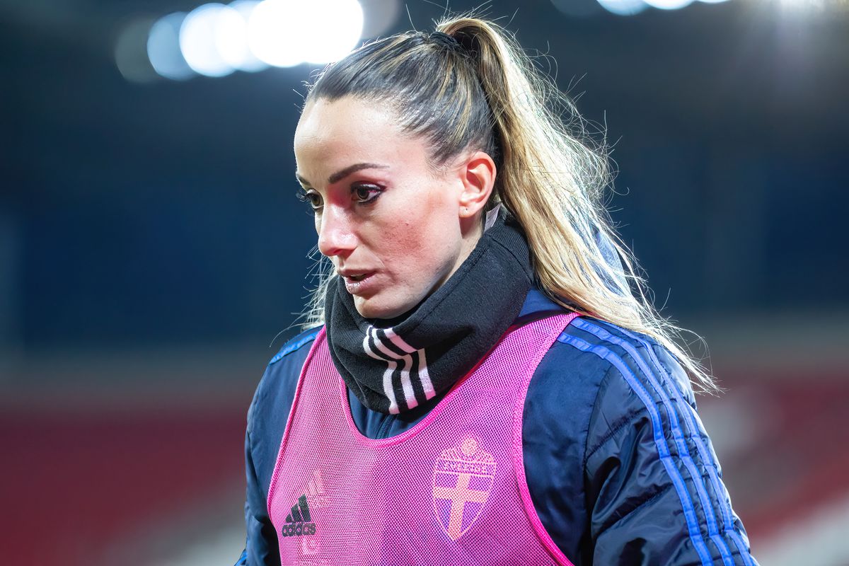Kosovare Asllani of Sweden warms up during the women’s...