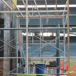 Close-up view of the area where the inner bleacher wall was removed next to Gate Q