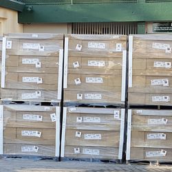 Boxes stacked outside Gate D -