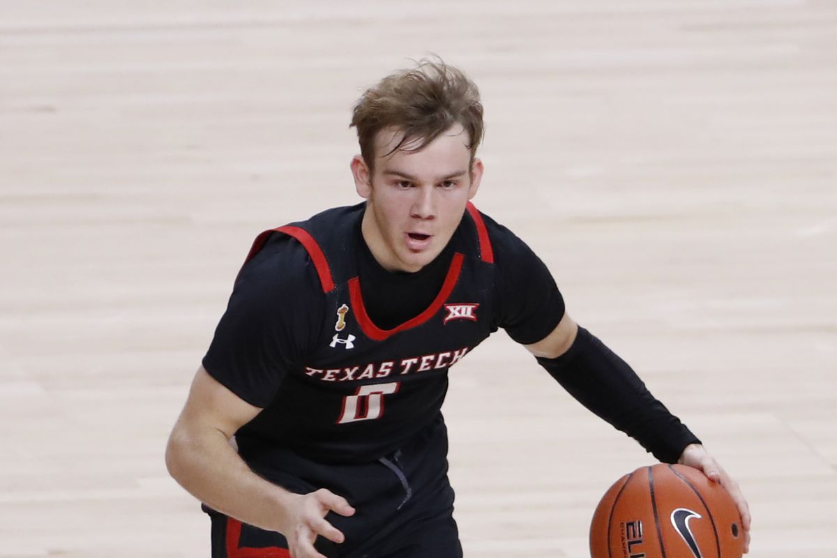 Mac McClung of the Texas Tech Red Raiders drives the ball in the second half of play at Hilton Coliseum on January 9, 2021 in Ames, Iowa. The Texas Tech Red Raiders won 91-64 over the