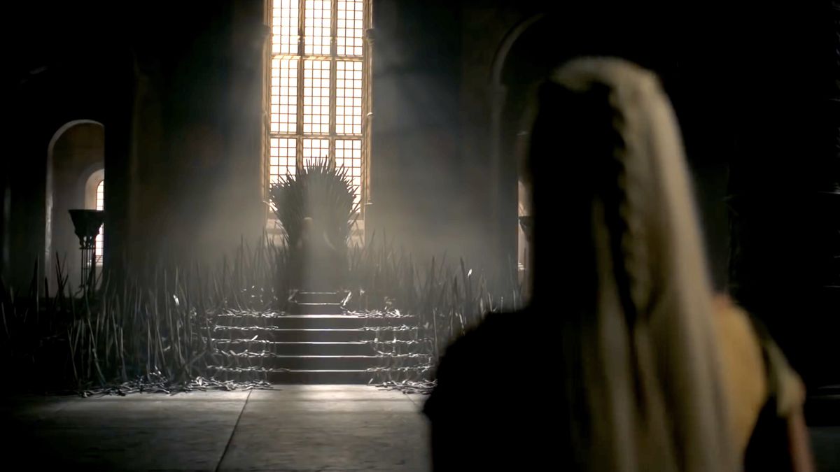 Someone looking at a throne in House of the Dragon