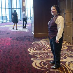 Jessica Smith works as a greeter at Hale Centre Theatre in Sandy on Thursday, June 21, 2018.