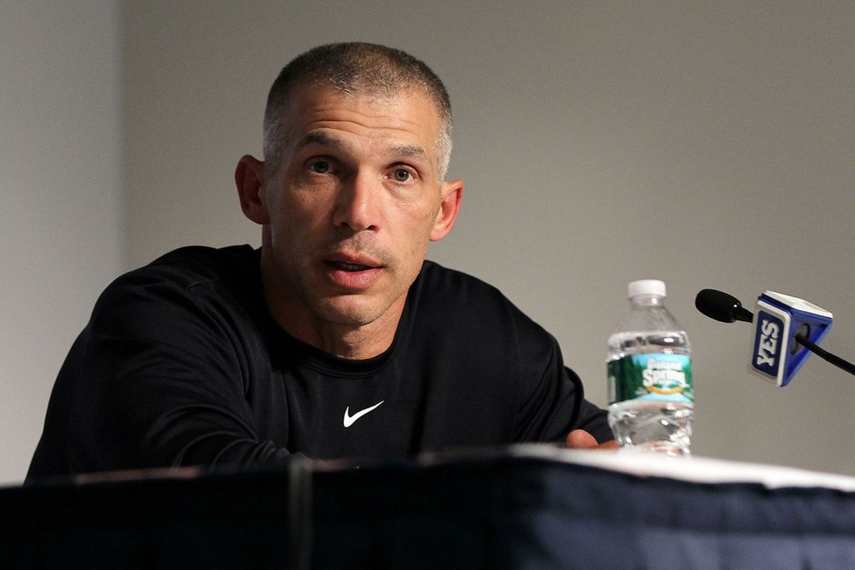 NEW YORK, NY - MAY 14:  Manager Joe Girardi of the New York Yankees speaks to the media after their game against the Boston Red Sox on May 14, 2011 at Yankee Stadium in the Bronx borough of New York City.  (Photo by Jim McIsaac/Getty Images)