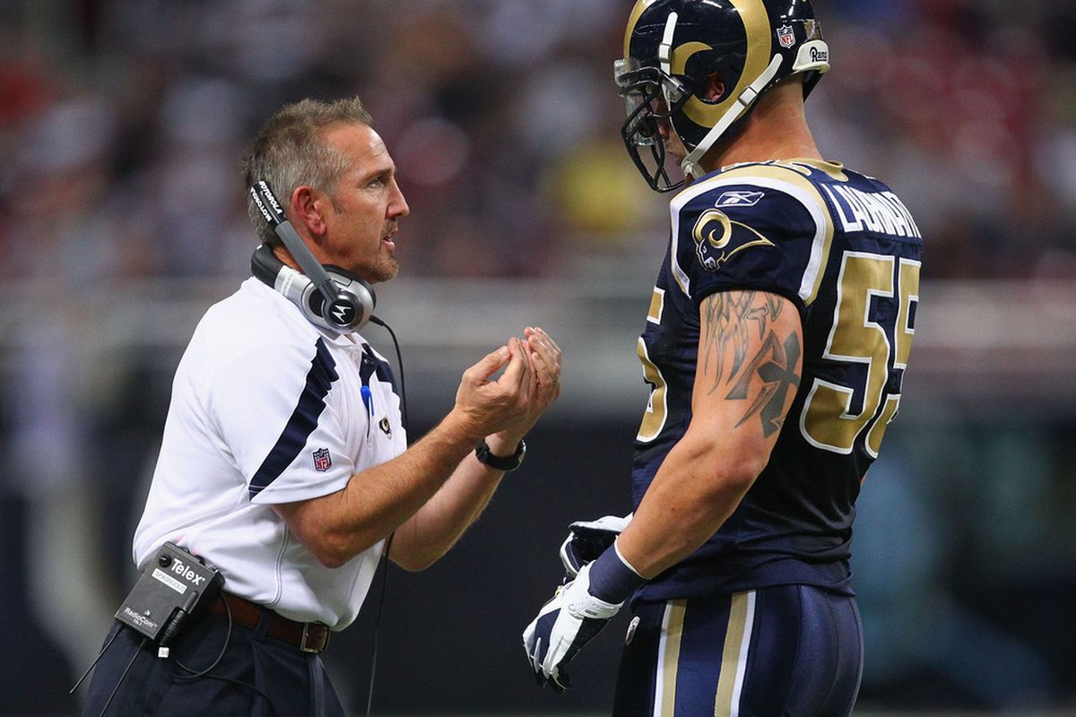 Steve Spagnuolo often instructs his players using classic Italian hand signals.