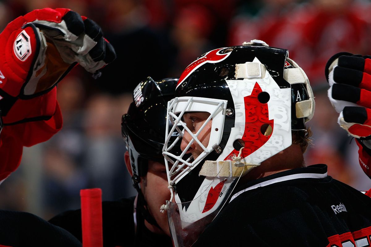 Martin Brodeur prevailed on Sunday.  Will he prevail tonight?  (Photo by Paul Bereswill/Getty Images)