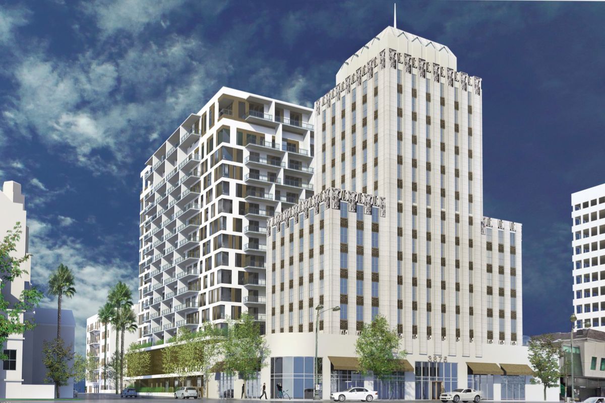 3875 Wilshire rendering with Professional Building in foreground