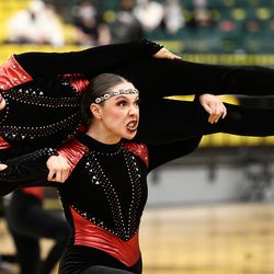 Cedar Valley competes in the Military division as 4A girls compete at UVU in Orem for the State Championship in Drill Team on Wednesday, Feb. 10, 2021.