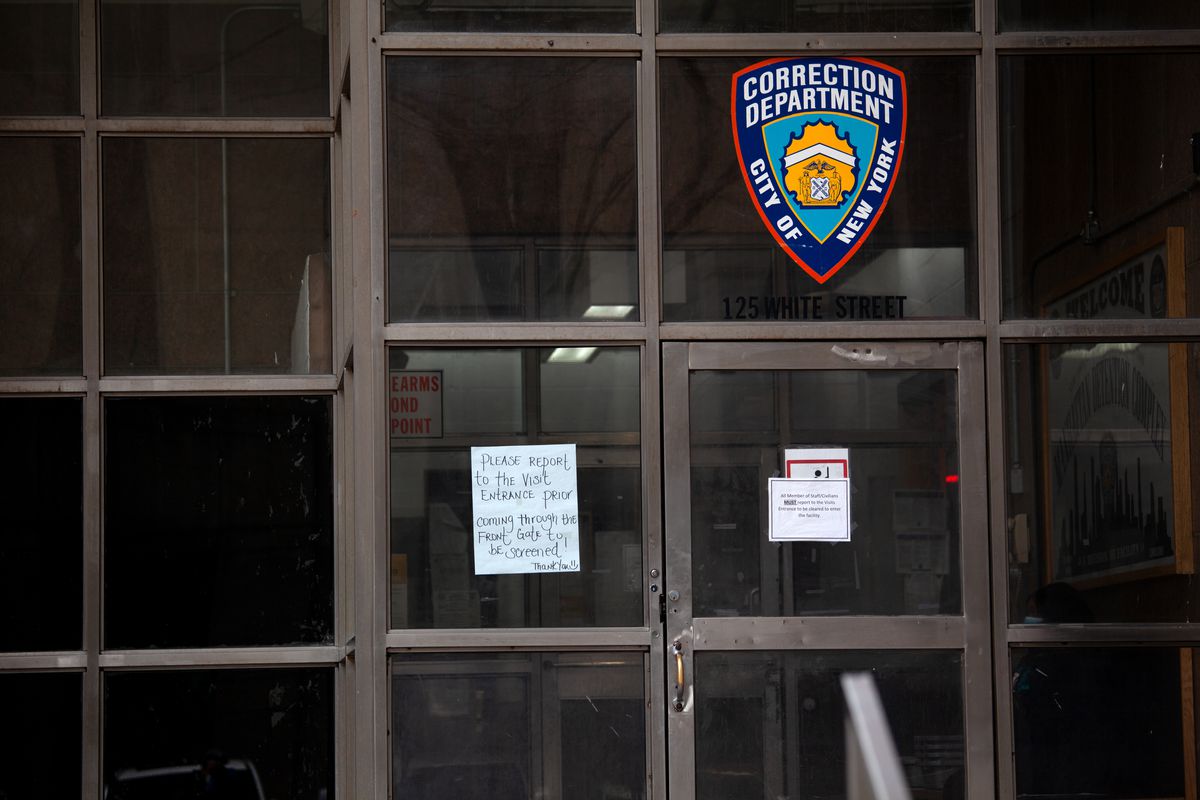 A visitor entrance to the Manhattan Detention Complex, April 2, 2020.
