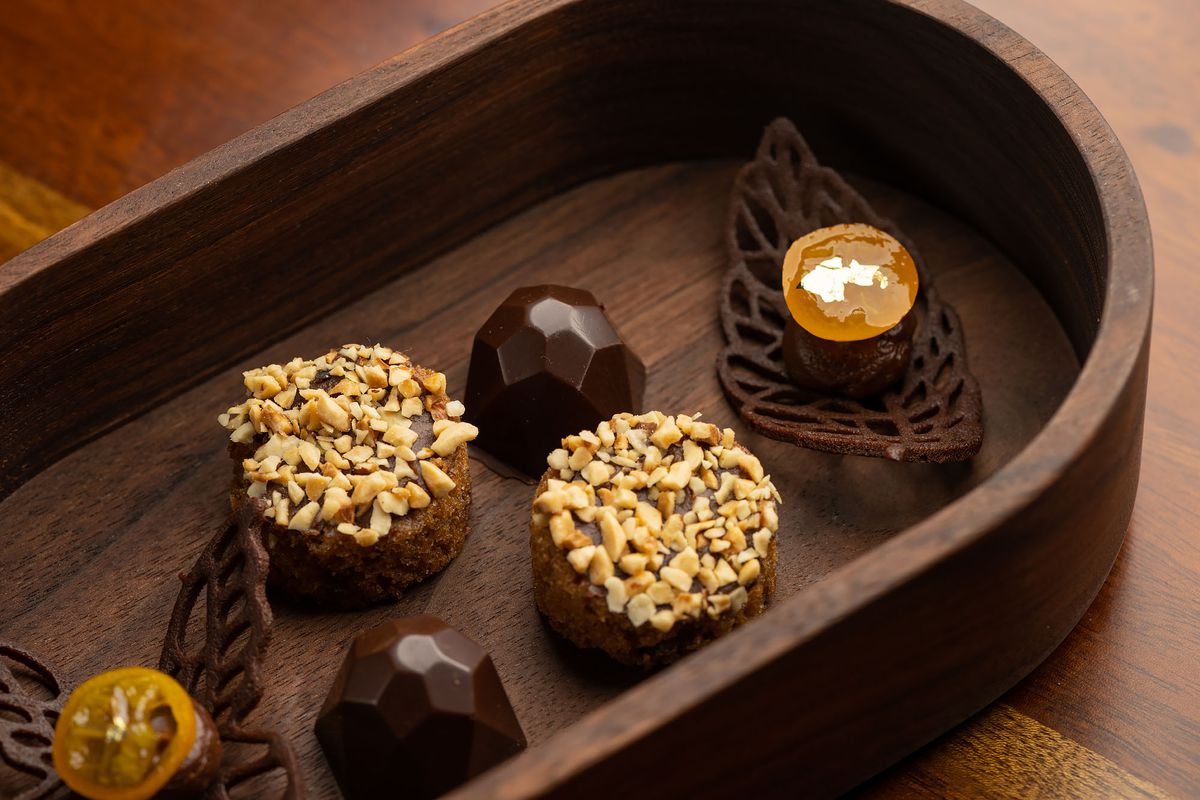 A collection of small chocolate bites.
