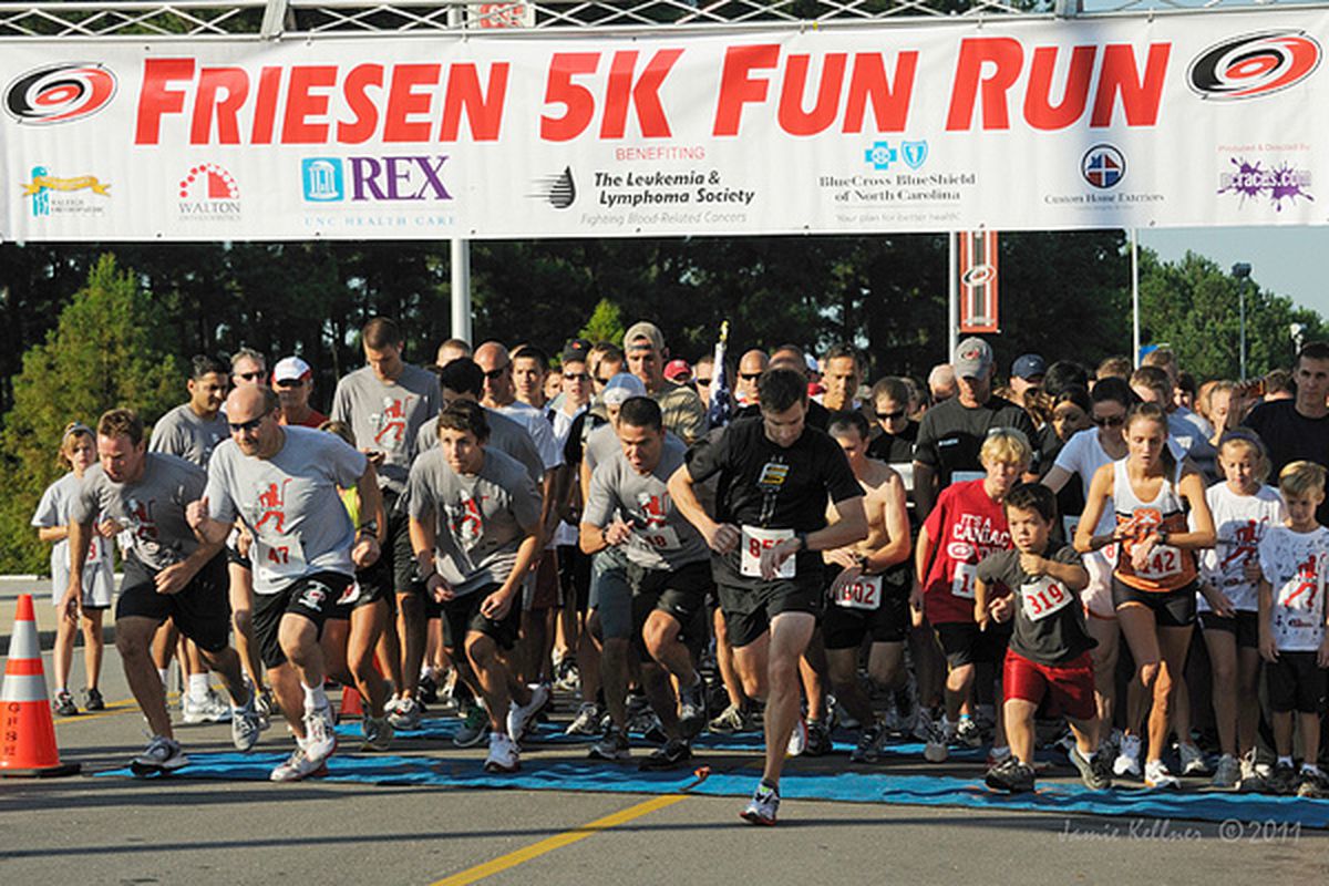 And they're off, for the sixth annual Friesen 5k Fun Run with the Canes on September 11, 2011 - <a href="http://www.flickr.com/photos/jbk-ltd/6138324712/">author's photo</a>
