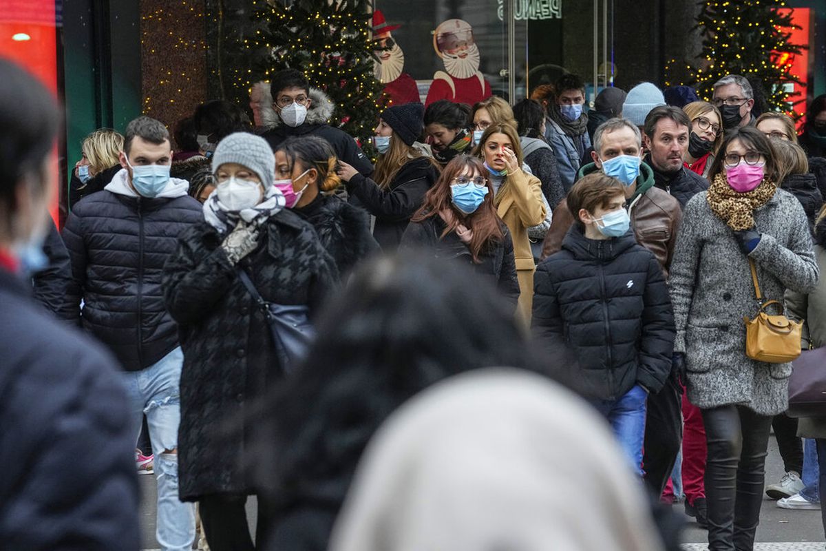 Shoppers wearing face masks to protect against COVID-19.