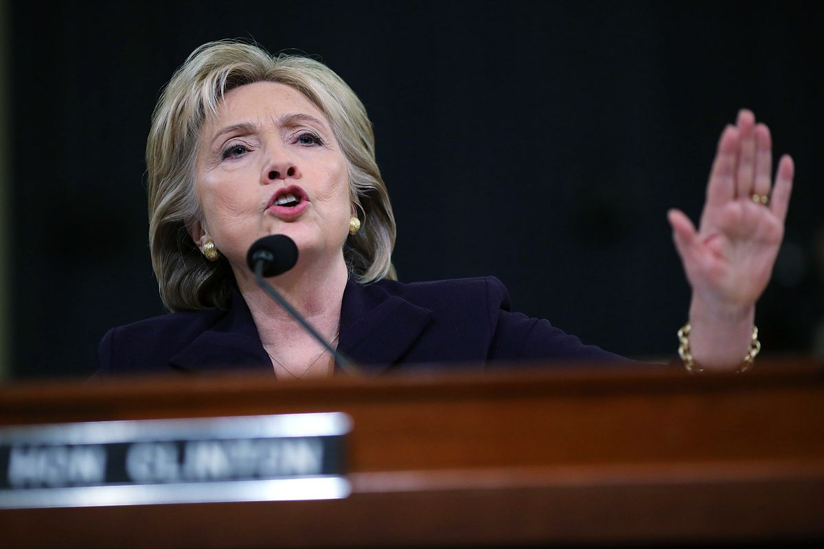 Democratic presidential candidate and former Secretary of State Hillary Clinton testifies before the House Select Committee on Benghazi October 22, 2015, on Capitol Hill in Washington, DC.