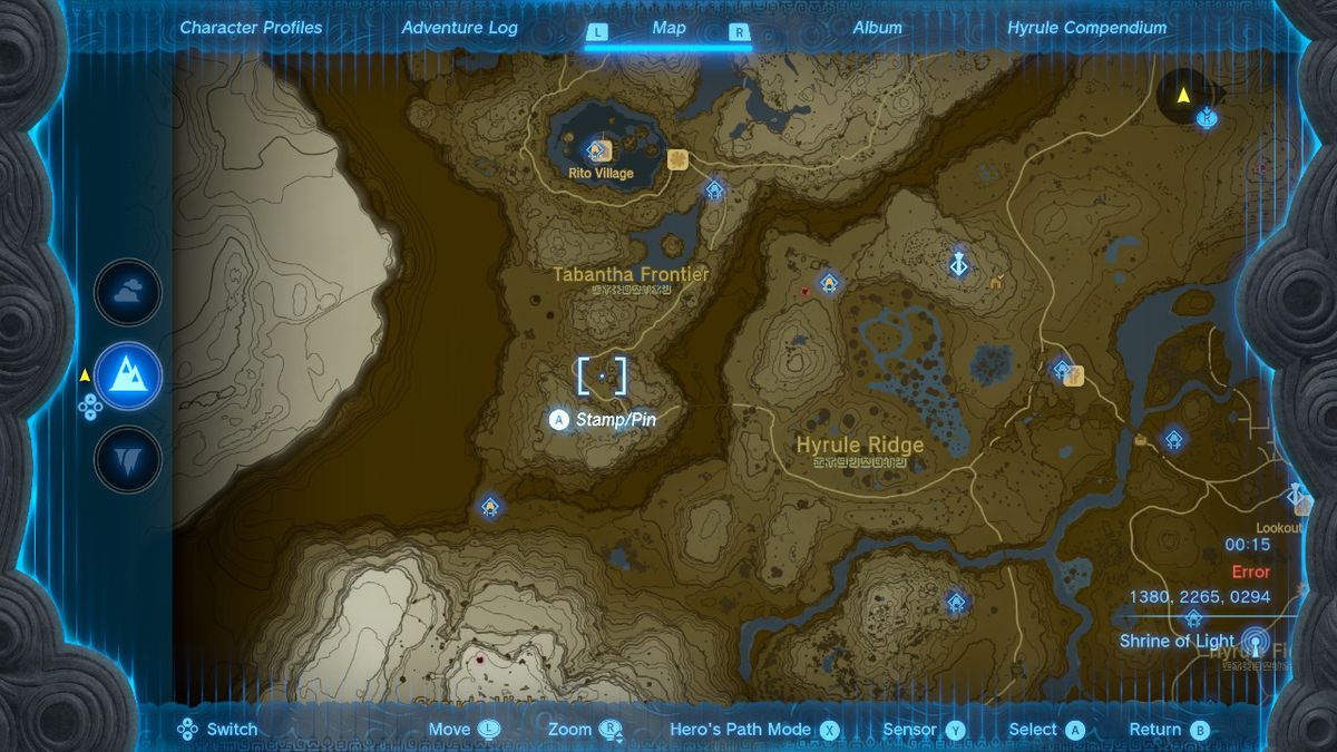 A map shows the location of the Awakening Armor shirt in Zelda Tears of the Kingdom.