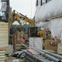 View of equipment on Waveland near the plaza building -