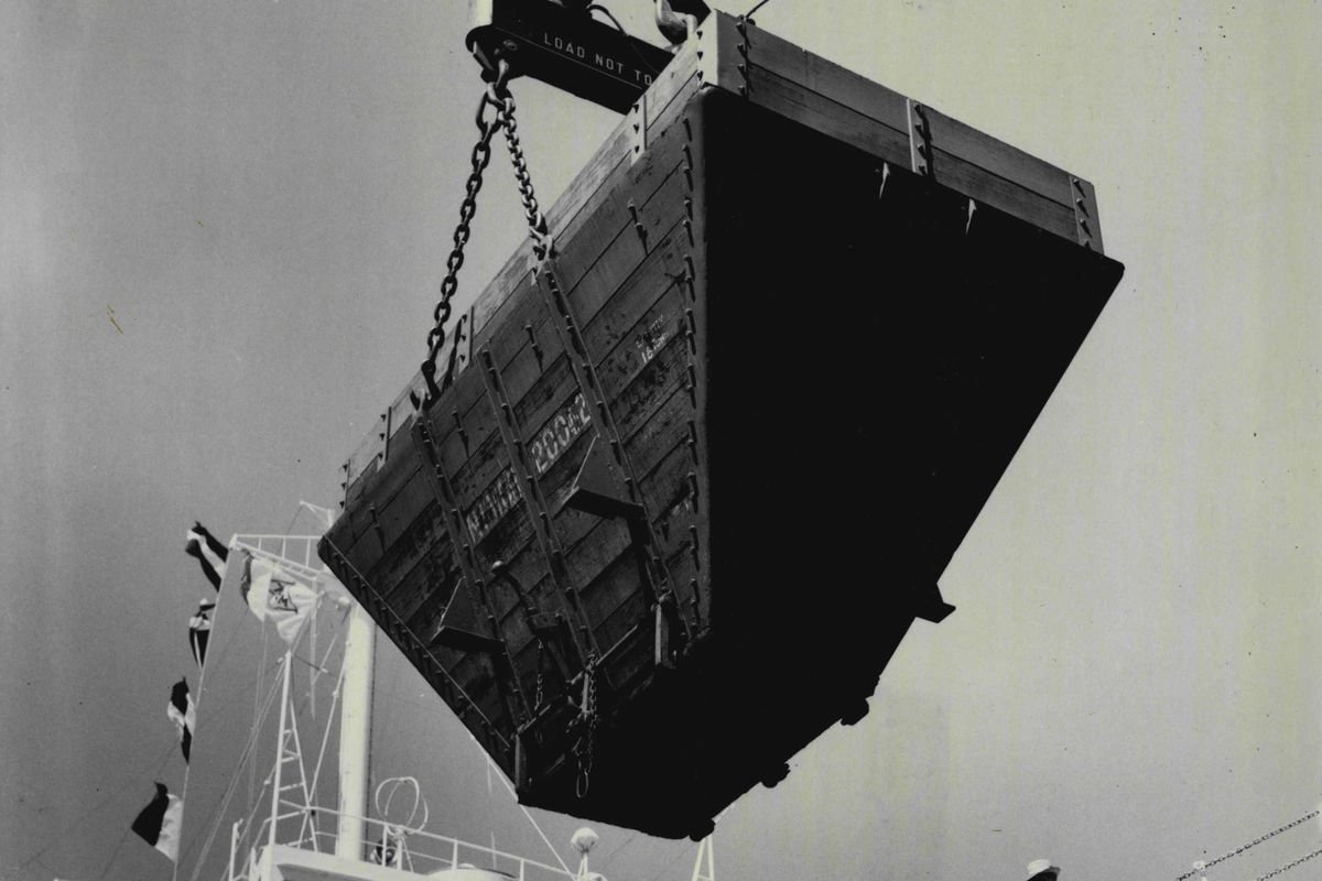 Giant Jap Collier For Australian Trade Arrives On Maiden Voyage — The first rail bin of coal is taken aboard the ship.The first Japanese Super Collier to be constructed for the Australian trade, reached Sydney today on it’s maiden voyage.The Â£1Â½ Mil
