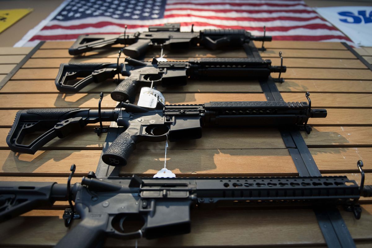 Assault rifles in a Virginia shop.