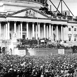 A March 4, 1861, file photo shows Abraham Lincoln's inauguration.