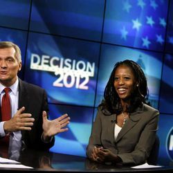 4th Congressional District candidates Rep. Jim Matheson and Saratoga Springs Mayor Mia Love participate in their second debate on KSL 5 News in Salt Lake City on Thursday, Sept. 27, 2012.
