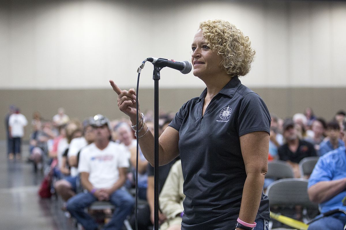 Salt Lake Ciry Mayor Jackie Biskupski asks what she can do to support the March for Our Lives cause during a town hall at the Mountain America Expo Center in Sandy on Saturday, July 14, 2018. On Wednesday, Sept. 19, 2018, Biskupski announced the formation
