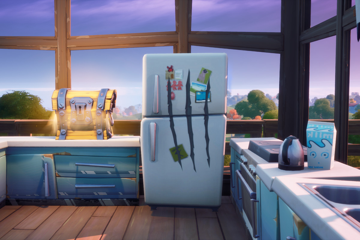 A Fortnite refrigerator with Wolverine’s Claw marks it in