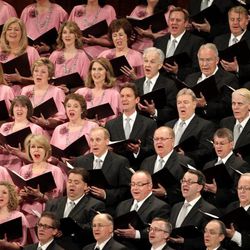The Mormon Tabernacle Choir sings at the morning session of the 183rd Annual General Conference of The Church of Jesus Christ of Latter-day Saints in the Conference Center in Salt Lake City on Sunday, April 7, 2013.