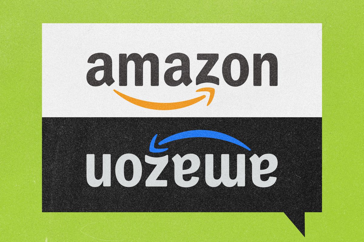 Amazon’s logo right side up and upside down