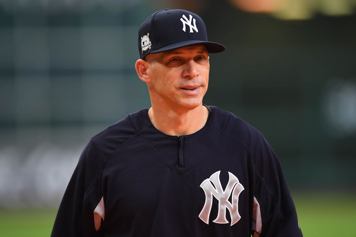 New York Yankees manager Joe Girardi looks on during workouts at Minute Maid Park during the 2017 ALCS.