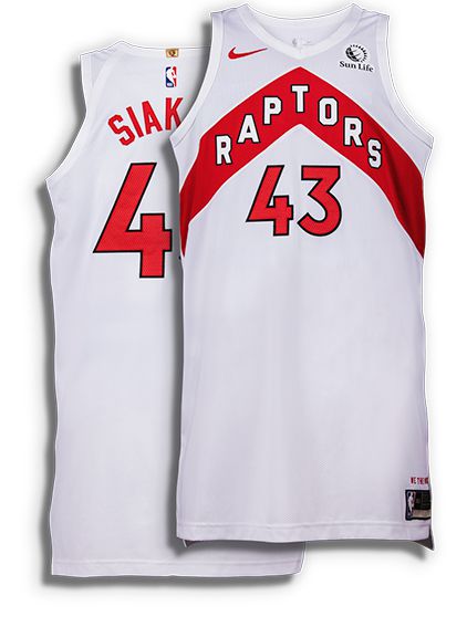 red and white raptors jersey