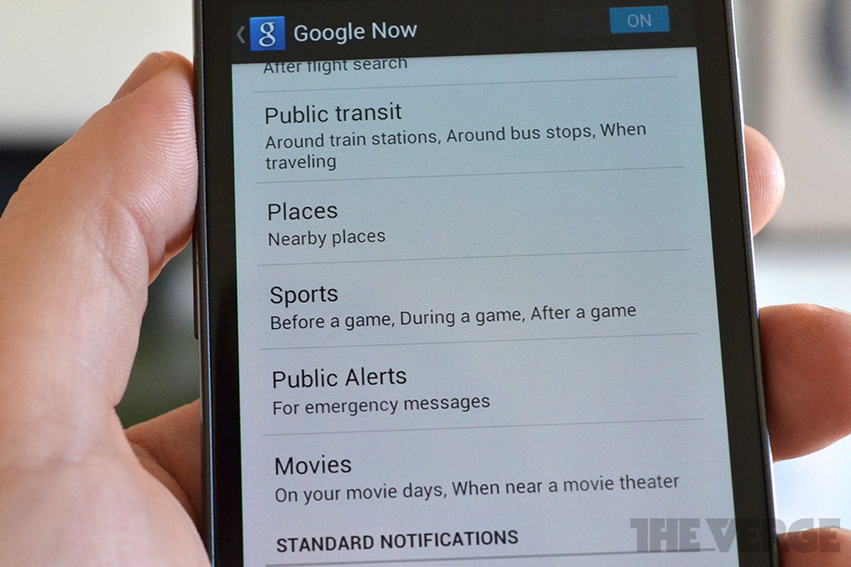 Google Now public alerts