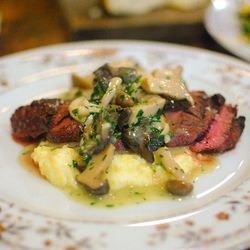 Hanger Steak, Soft Grits, Mushrooms, Snail, Herb Butter (The Hart and The Hunter) by Darin Dines