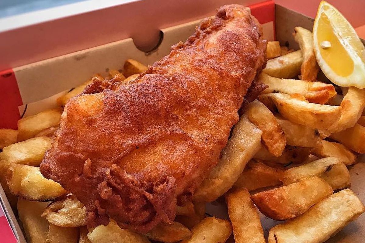 Fish and chips with lemon at United Chip, a Clerkenwell chippy forced to close in July 2018