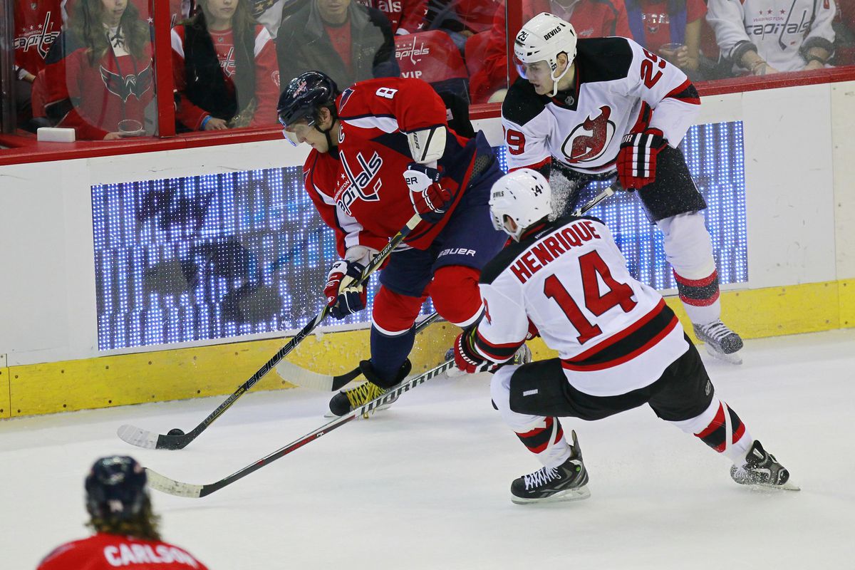 Henriqe and Fayne try to contain Ovechkin in a game last season. Can they do it tonight?
