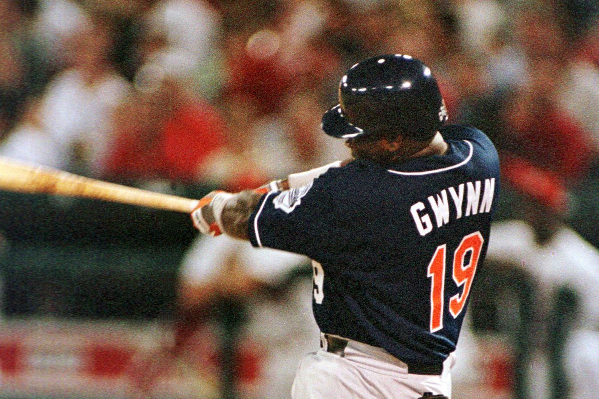 San Diego Padres’ Tony Gwynn hits a grand slam aga