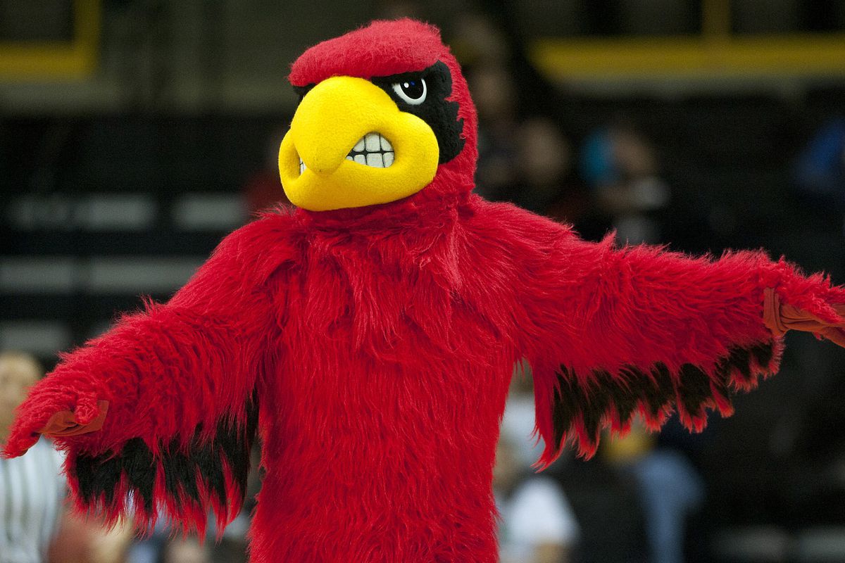Ok, that's the Louisville mascot, but only because I can't find any pictures of Illinois State's mascot. That's a red bird, so that counts, I hope.