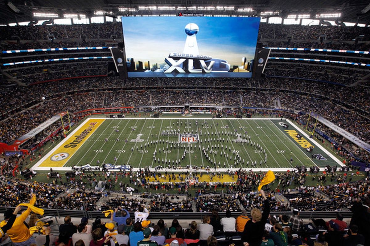 ARLINGTON TX - FEBRUARY 06:  A band performs prior to Super Bowl XLV at Cowboys Stadium on February 6 2011 in Arlington Texas.  (Photo by Tom Pennington/Getty Images)