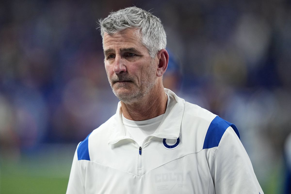Head coach Frank Reich of the Indianapolis Colts walks off the field after losing 17-16 to the Washington Commanders at Lucas Oil Stadium on October 30, 2022 in Indianapolis, Indiana.
