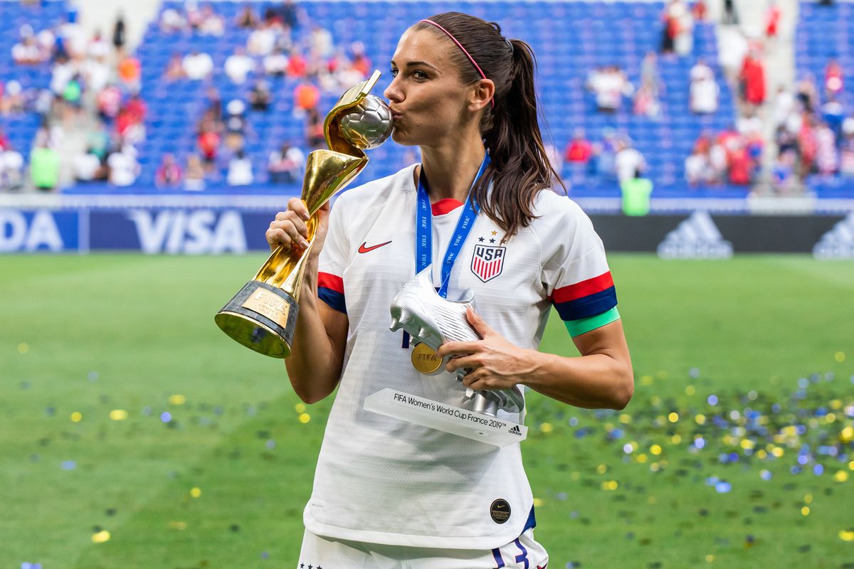 Alex Morgan of the USA women’s national team celebrating...