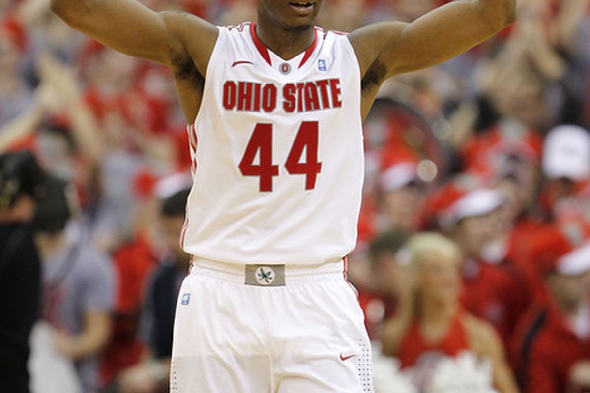 COLUMBUS OH - FEBRUARY 15: William Buford reacts after a play during the second half against the Michigan State Spartans on February 15 2011 at Value City Arena in Columbus Ohio.  (Photo by Gregory Shamus/Getty Images)