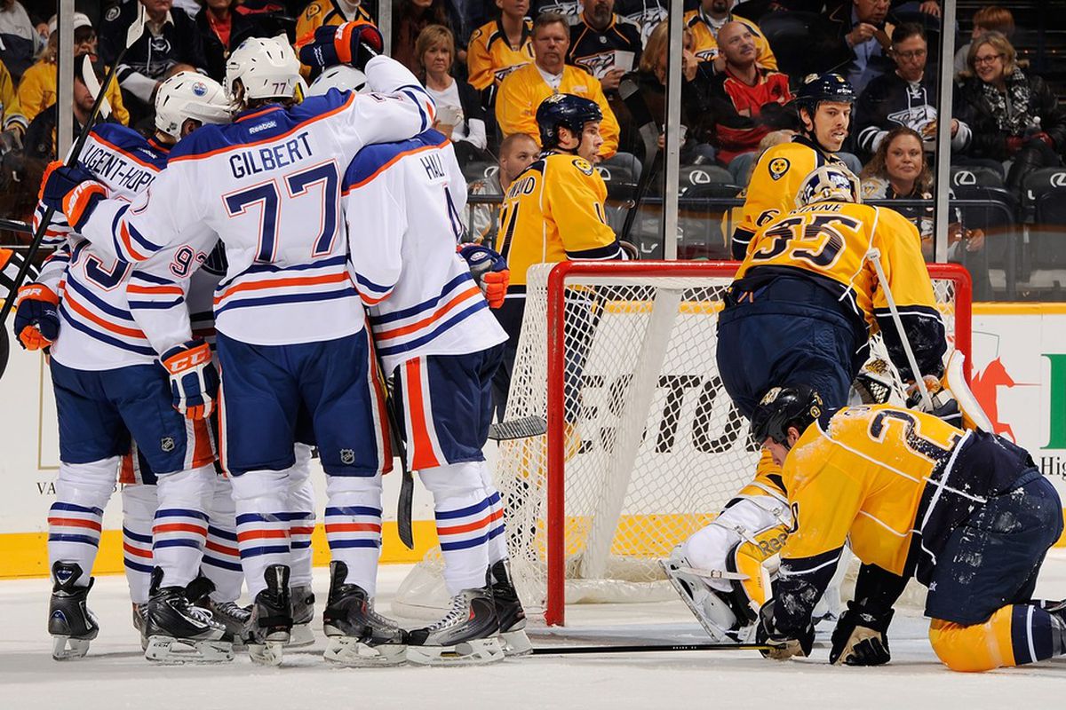 There was a lot of this going on tonight as the Oilers found their scoring touch.