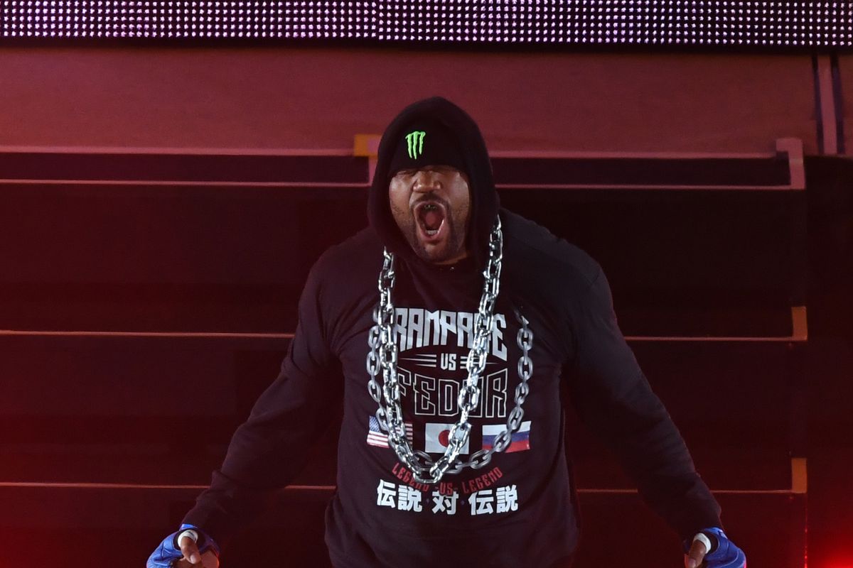 Rampage Jackson walks out for his 2019 bout against Fedor Emelianenko in Bellator.