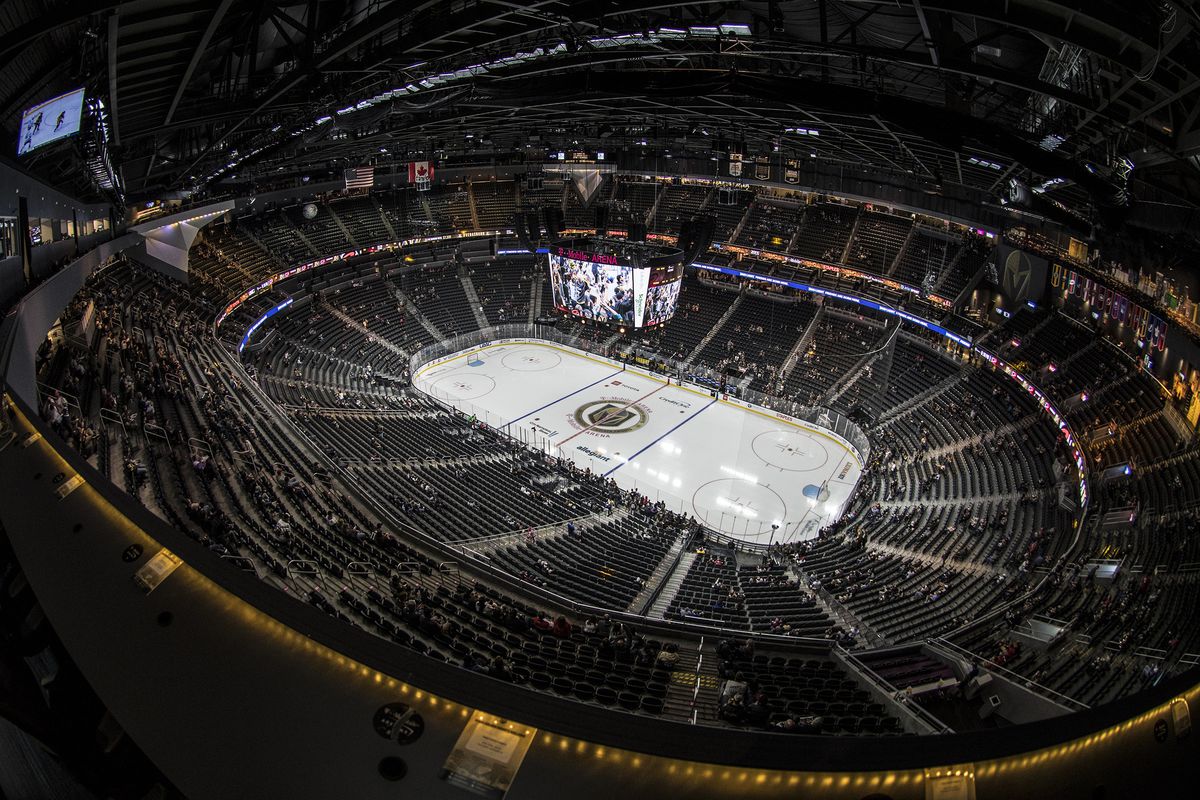 A general view of T-Mobile Arena prior to the game between the Vegas Golden Knights and the Carolina Hurricanes.